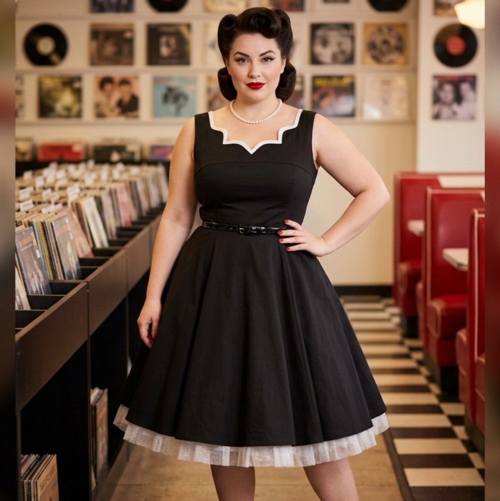 Hearts & Roses Size 14 Pin-Up Dress UK 16